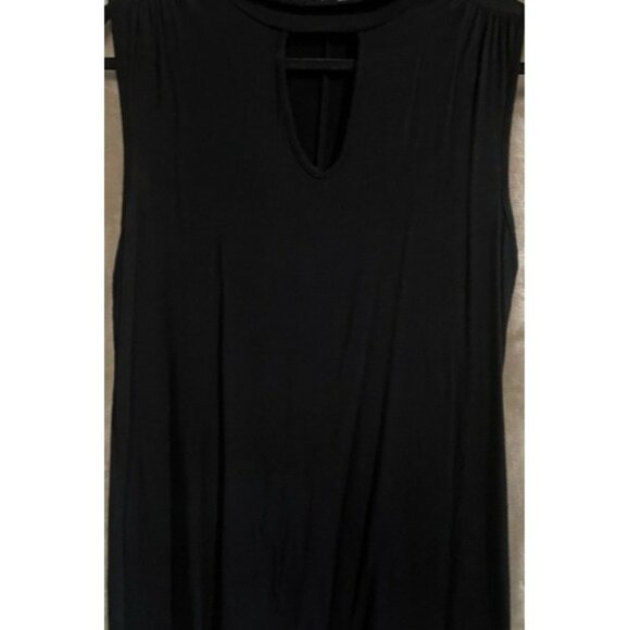 Jennifer Lopez Black Sleeveless Keyhole Neckline Choker Cut Top Tunic Collar Med - Picture 10 of 16